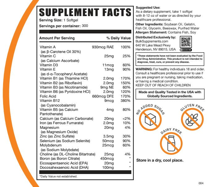 Multivitamin Softgels Women 50 300ct Plain Label