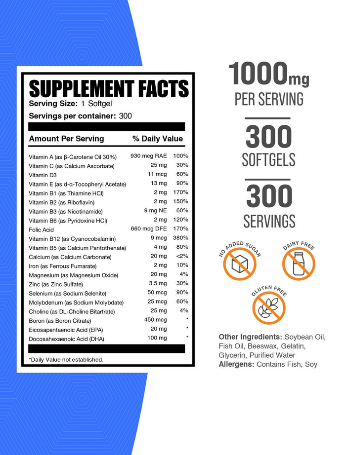 Multivitamins for Women Softgels 300ct Label