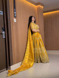 Mustard yellow Handwork Lehenga