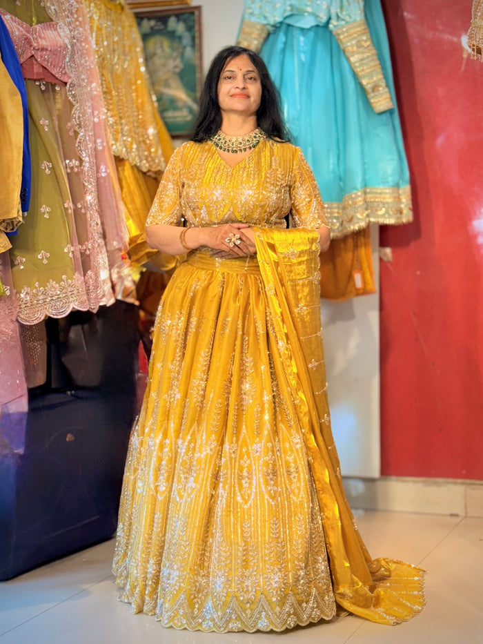 Mustard yellow Handwork Lehenga