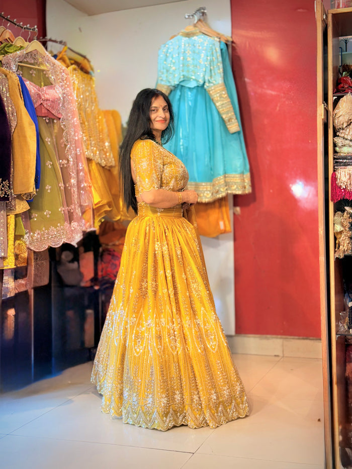 Mustard yellow Handwork Lehenga