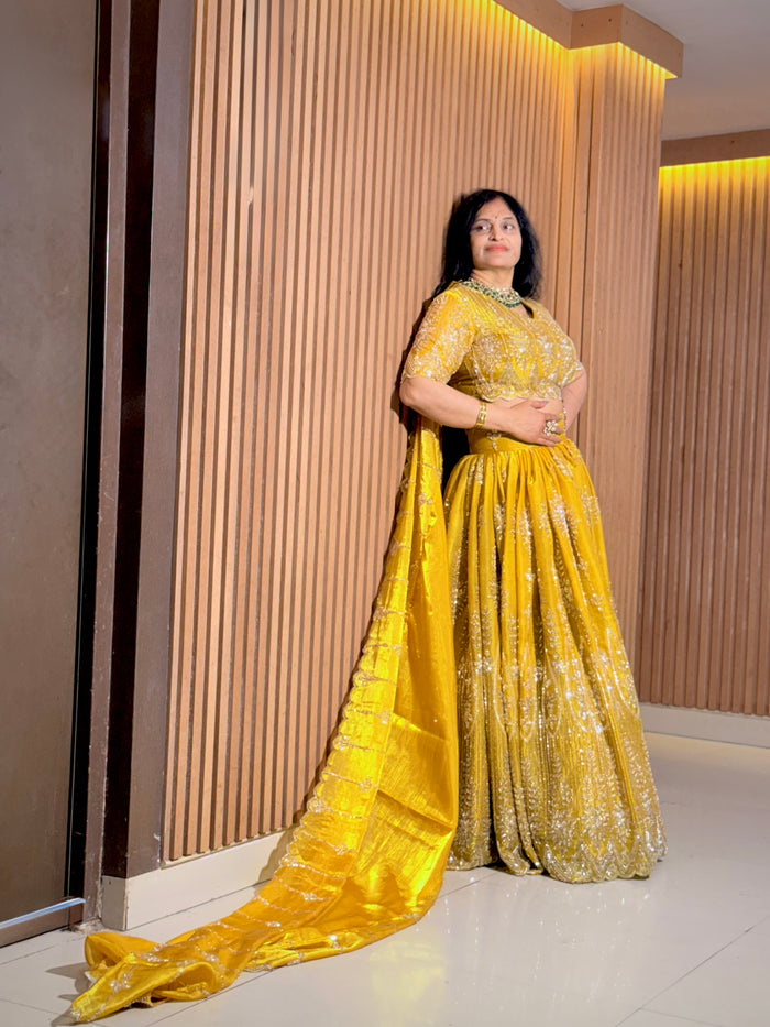 Mustard yellow Handwork Lehenga