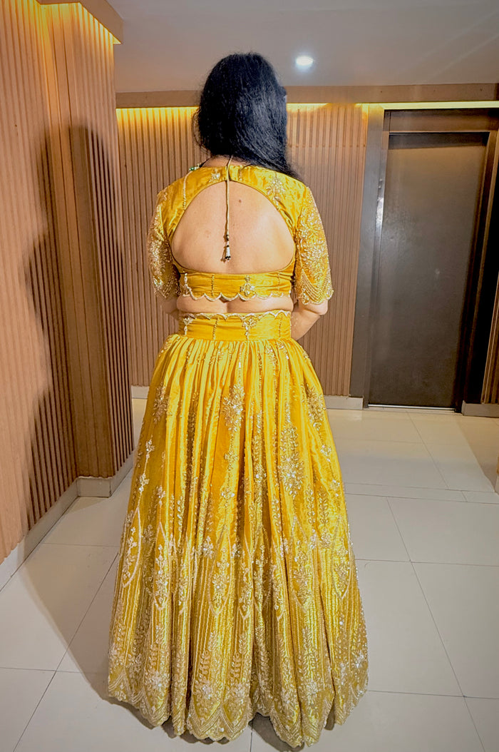 Mustard yellow Handwork Lehenga