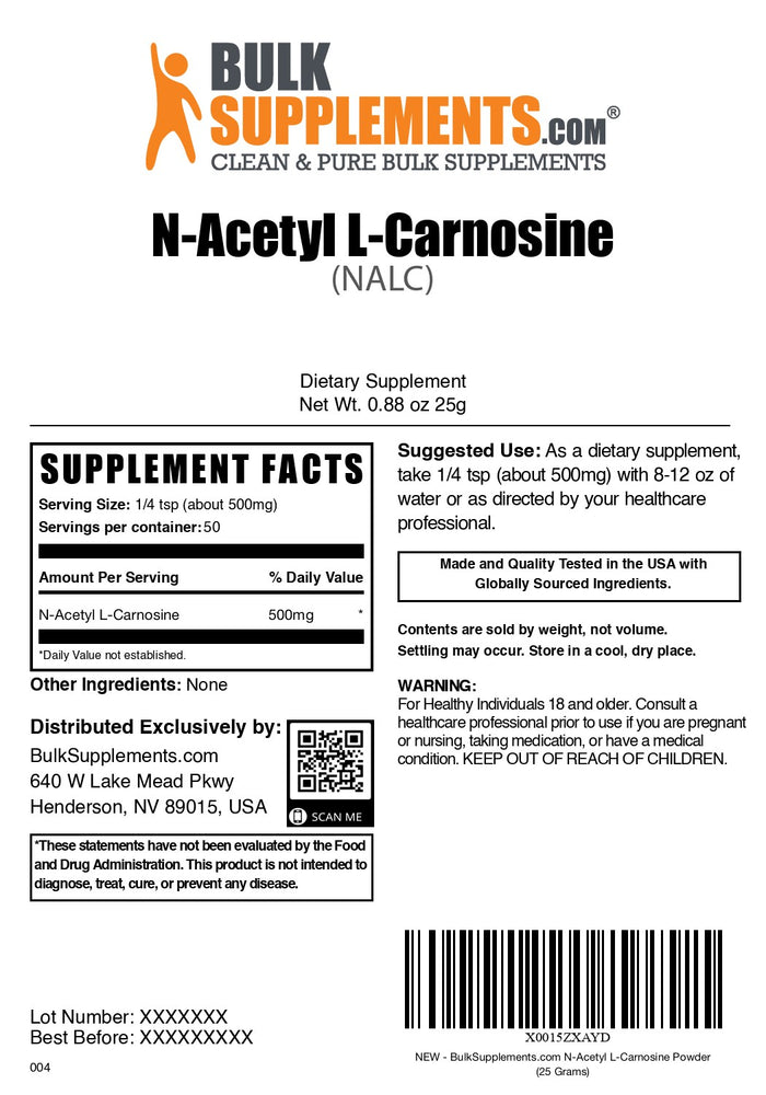 N-Acetyl L-Carnosine (NALC) 25g label