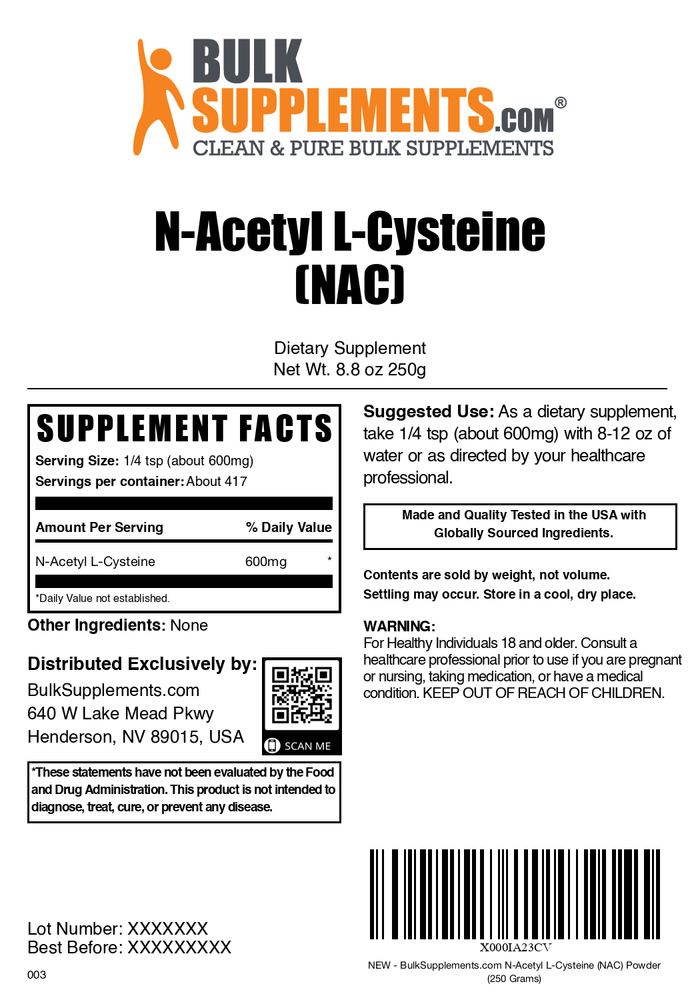 NAC powder label 250g