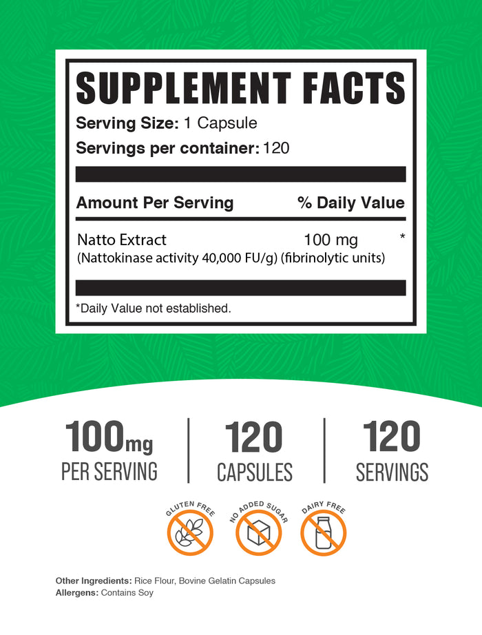 Nattokinase 4000 FU Pills 120 ct label