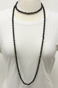 NK-2244 BLACK 60 hand knotted glass bead necklace