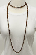 NK-2244 BROWN 60" hand knotted glass bead necklace