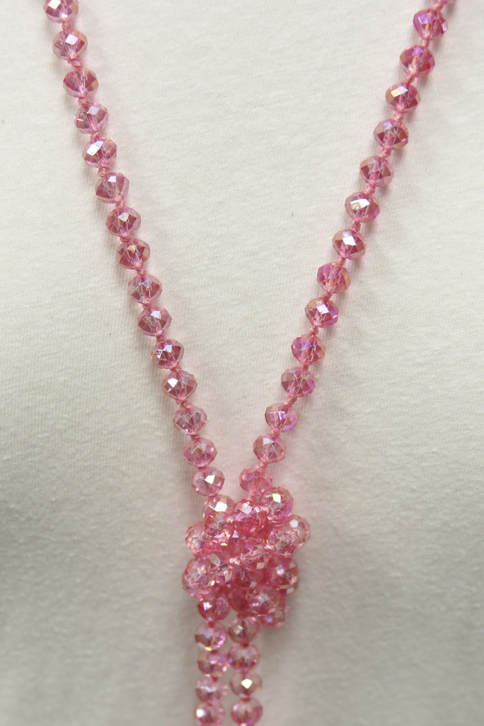 NK-2244 BUBBLEGUM 60" hand knotted glass bead necklace
