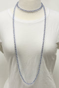 NK-2244 CLEAR LIGHT PUR 60" hand knotted glass bead necklace