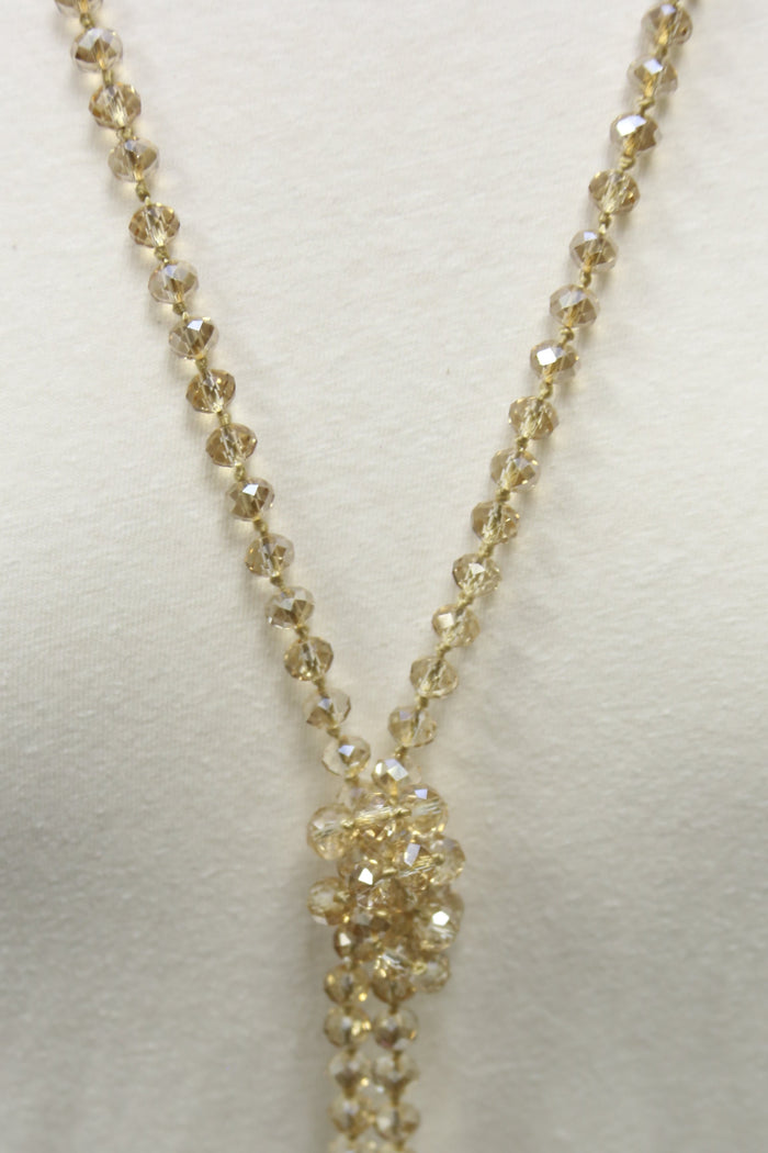 NK-2244 GOLD 60 hand knotted glass bead necklace