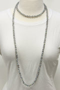 NK-2244 IRI GREY 60" hand knotted glass bead necklace