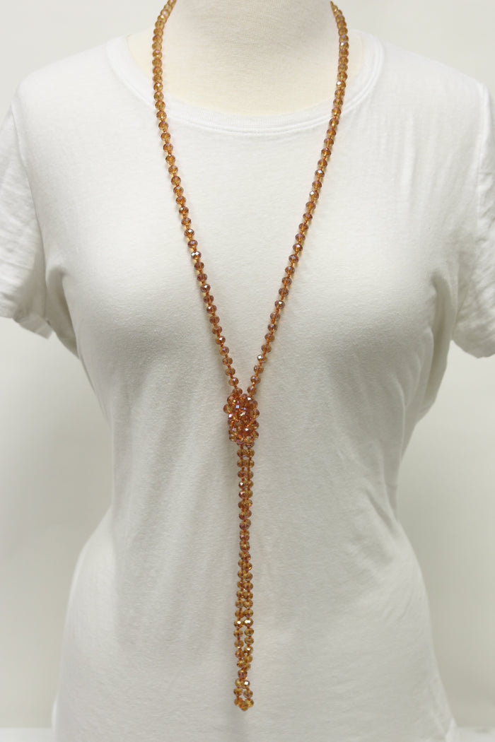 NK-2244 IRI RUST 60" hand knotted glass bead necklace