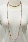 NK-2244 PINK 2-TONE 60" hand knotted glass bead necklace