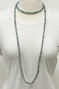 NK-2244 TURQ MULT 60" hand knotted glass bead necklace