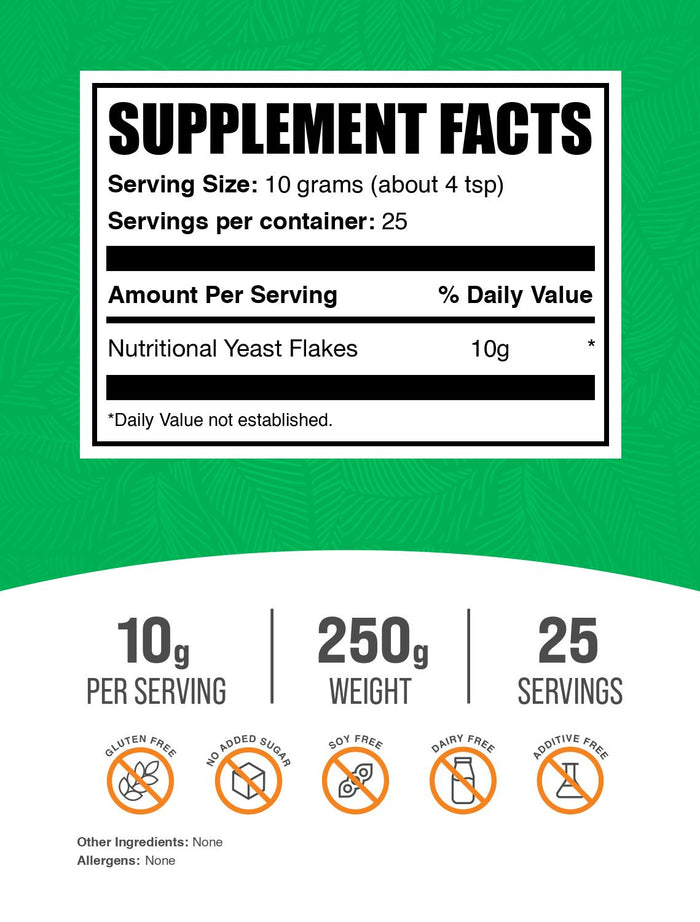 Nutritional Yeast Flakes Powder 250g Label