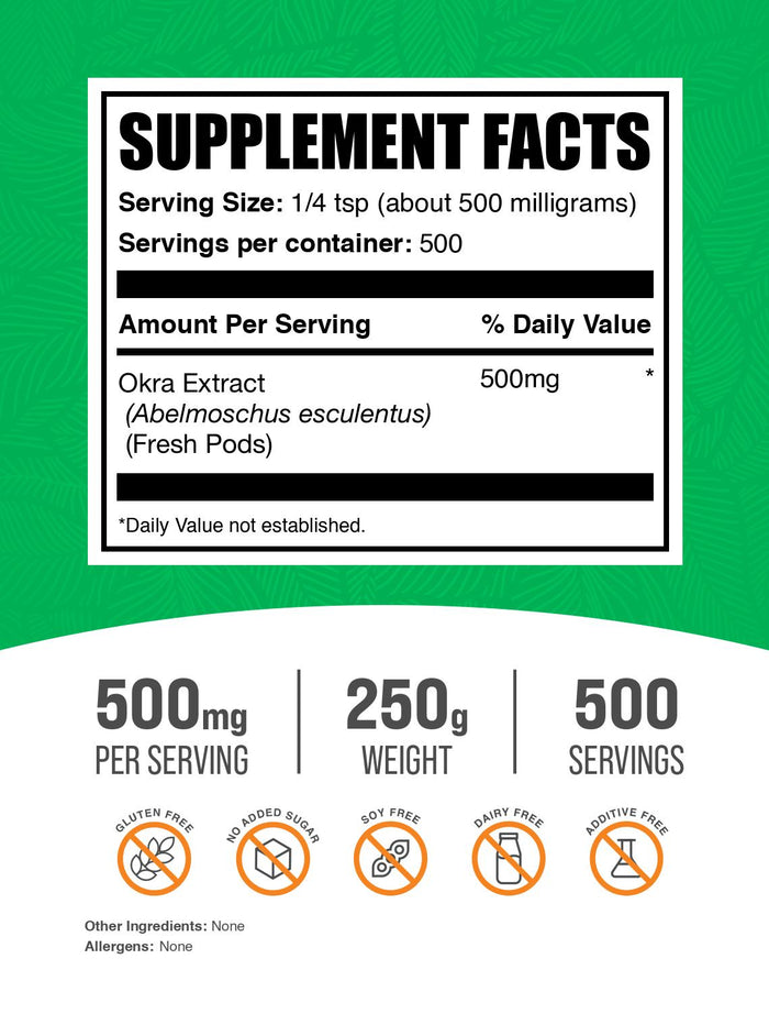 Okra extract powder label 250g