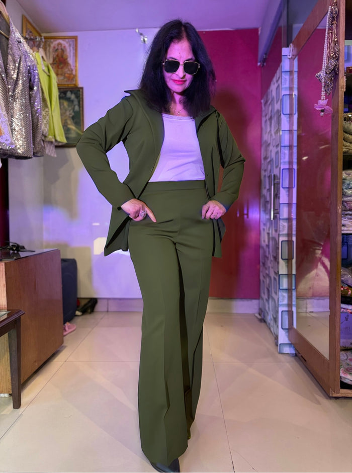Olive Green Blazer Suit