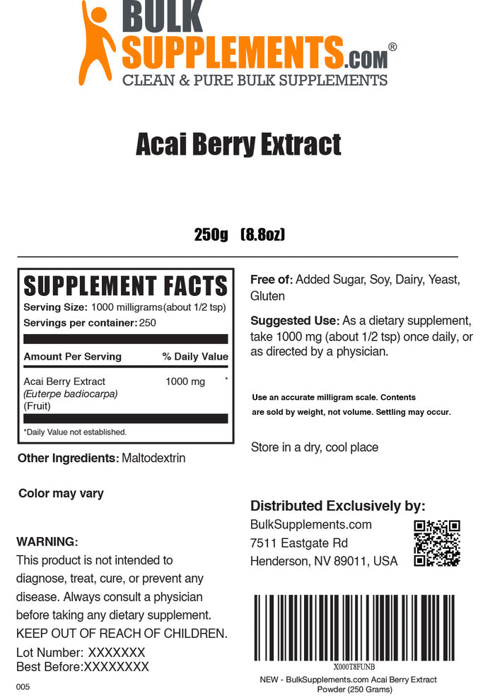 Acai berry extract powder label 250g