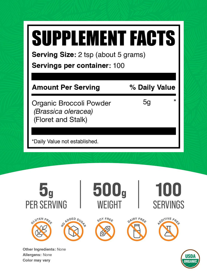 Organic Broccoli Powder 500g Label