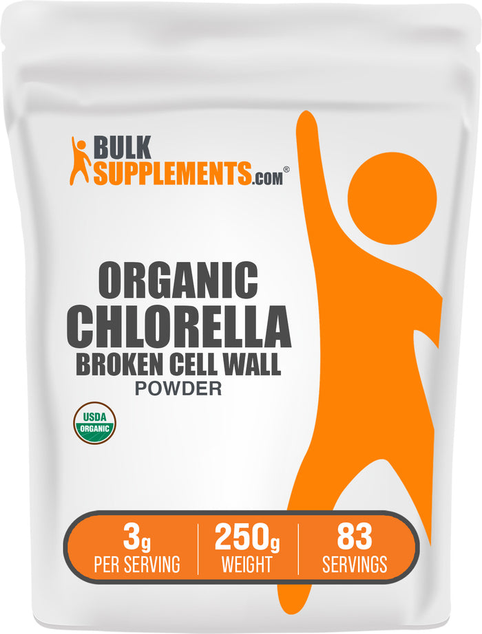 BulkSupplements.com Organic Chlorella (Blue-Green Algae) Powder 250g bag image