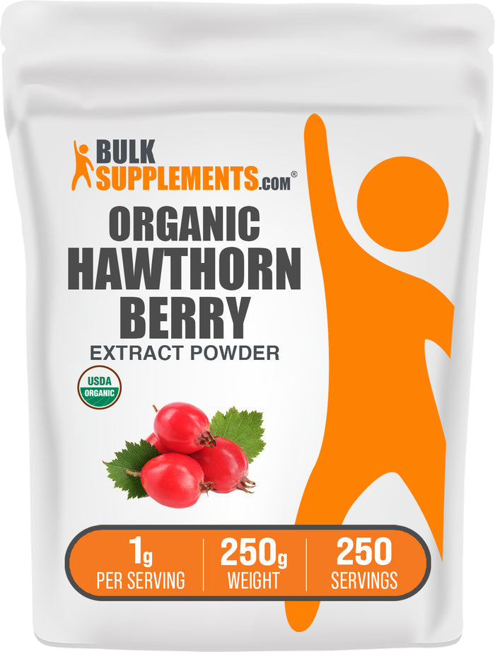 BulkSupplements.com Organic Hawthorn Berry Extract Powder 250g bag image