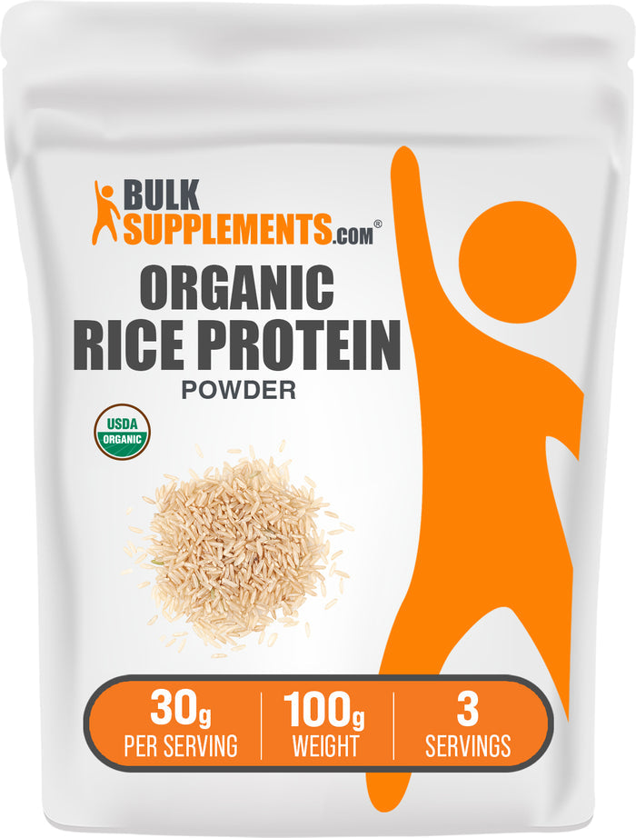 BulkSupplements.com Organic Rice Protein Powder 100g bag image
