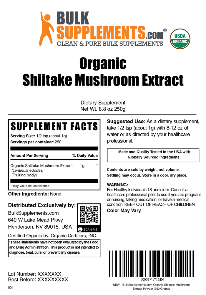 Organic Shiitake Mushroom Extract Powder