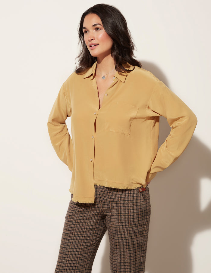 Oversized Step Hem Button Down