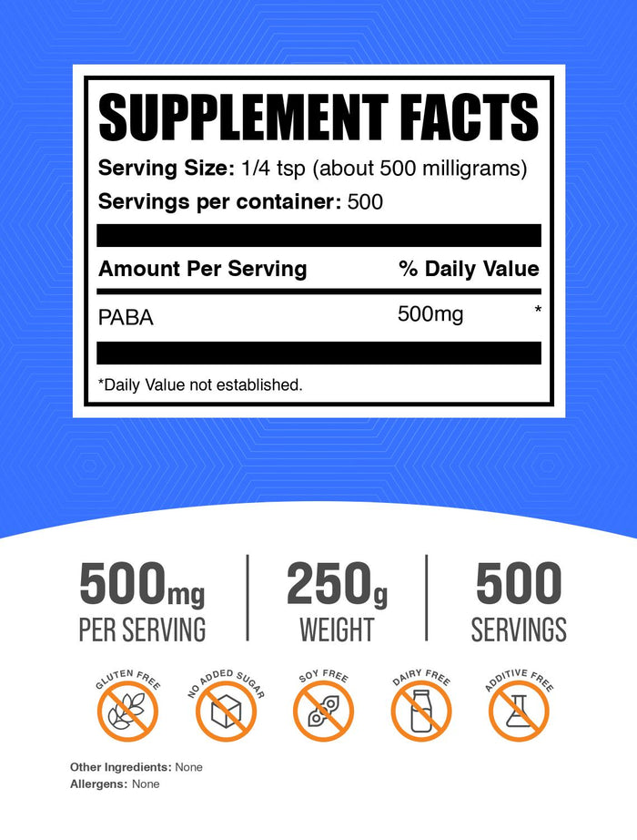 PABA powder label 250g