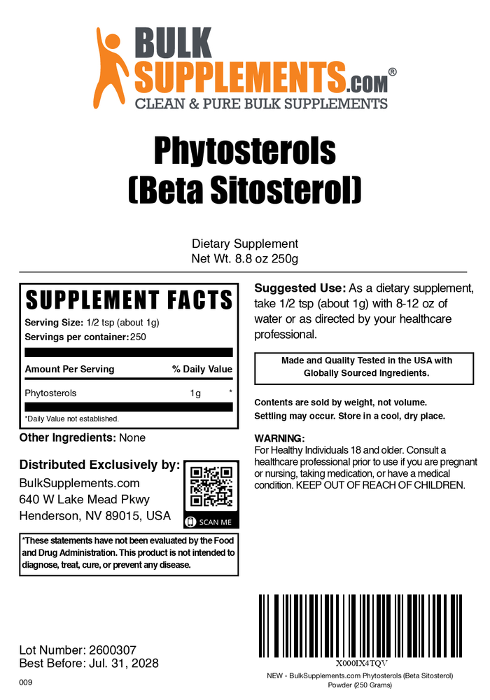Phytosterols Powder 250g Plain Label
