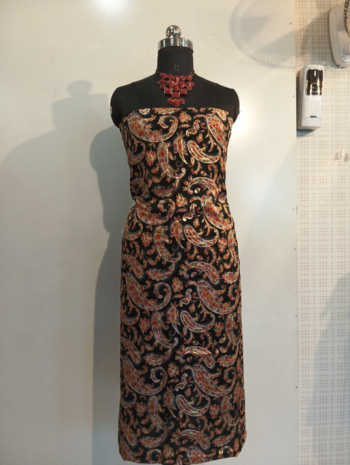 Print with Embroidery silk suit