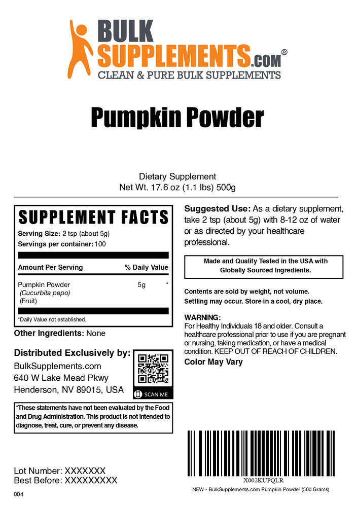 Pumpkin powder label 500g