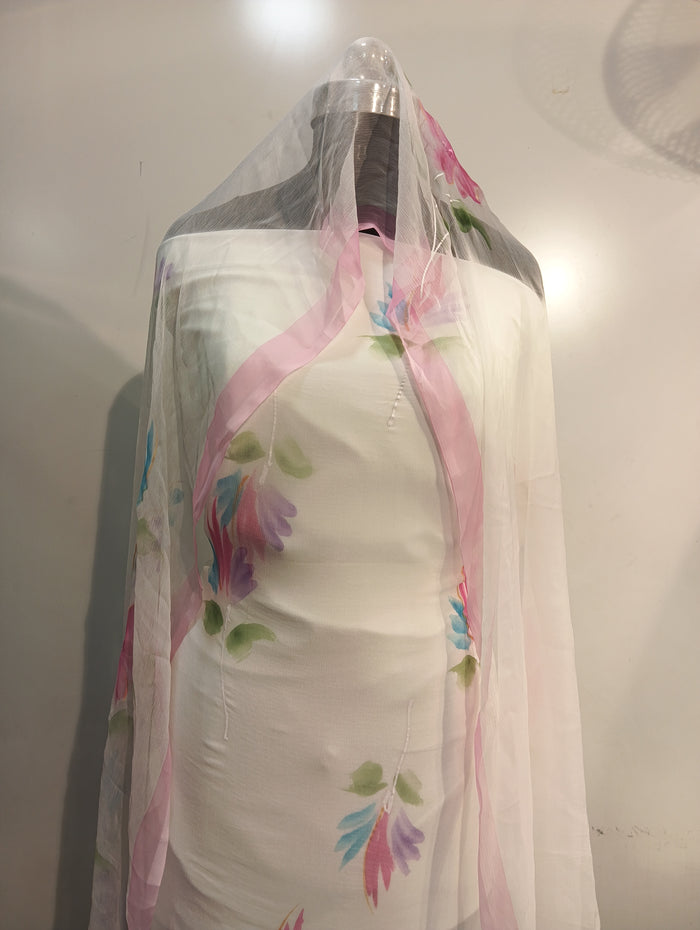 PURE CHIFFON HAND PAINTED SUIT SET