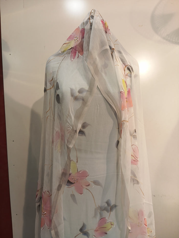 PURE CHIFFON HAND PAINTED SUIT