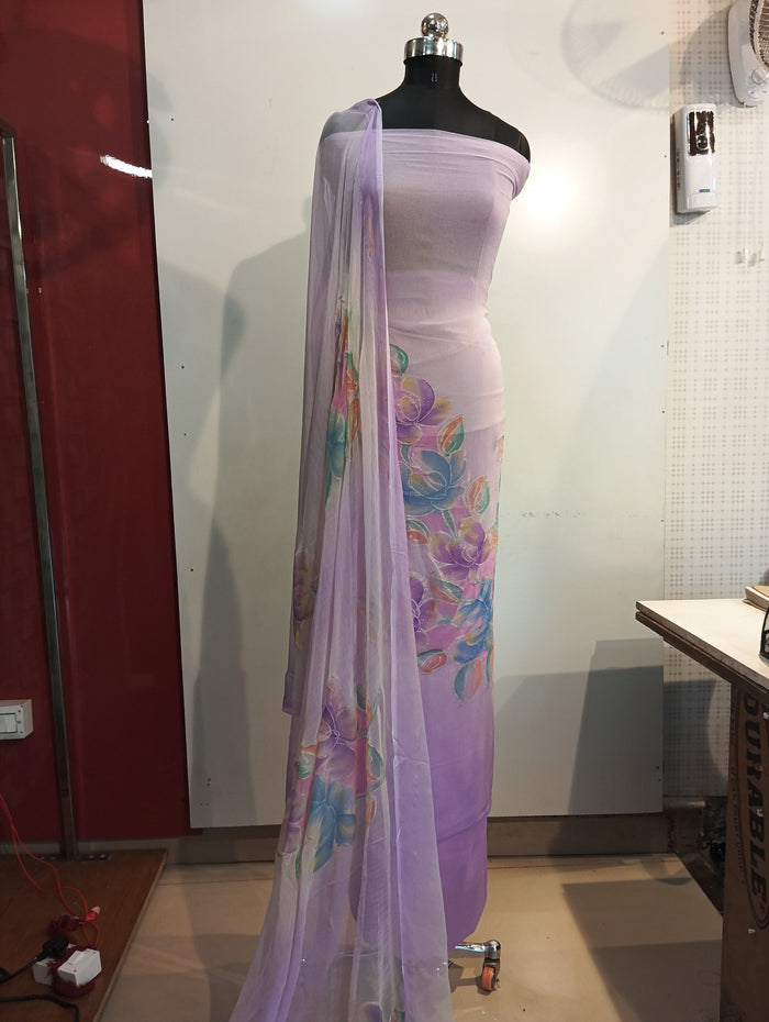 PURE CREPE HAND PAINTED SUIT SET
