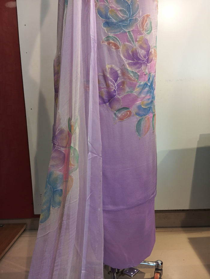 PURE CREPE HAND PAINTED SUIT SET