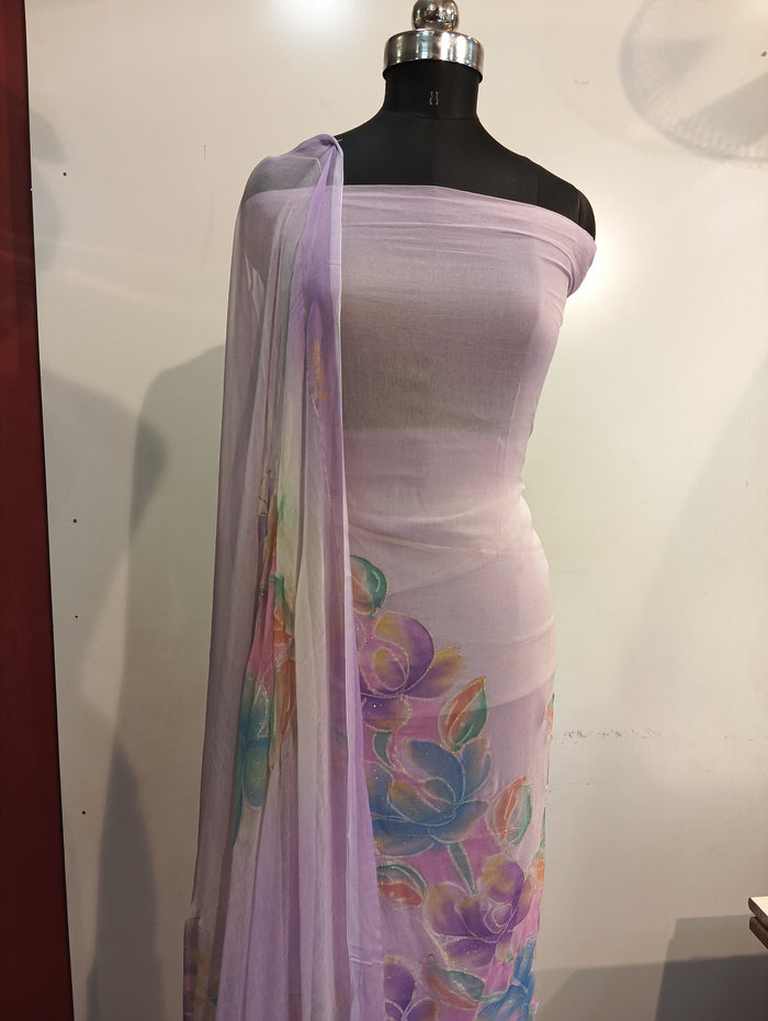 PURE CREPE HAND PAINTED SUIT SET