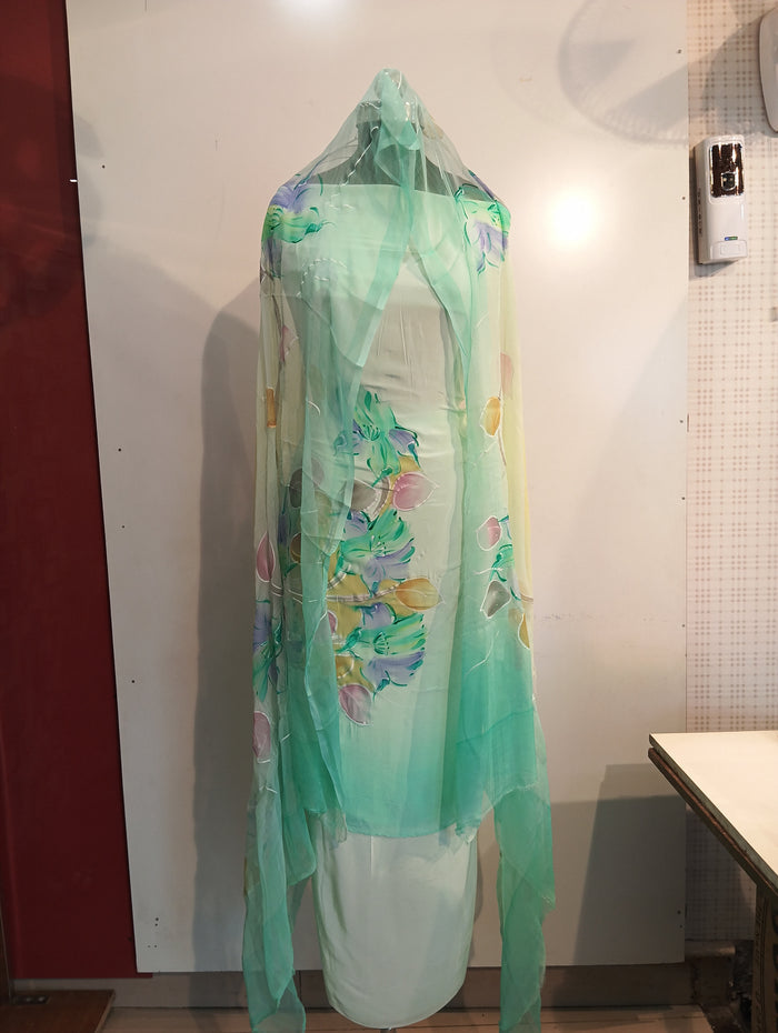 PURE CREPE HAND PAINTED SUIT
