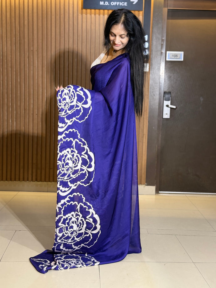 Purple Digital Silk Saree