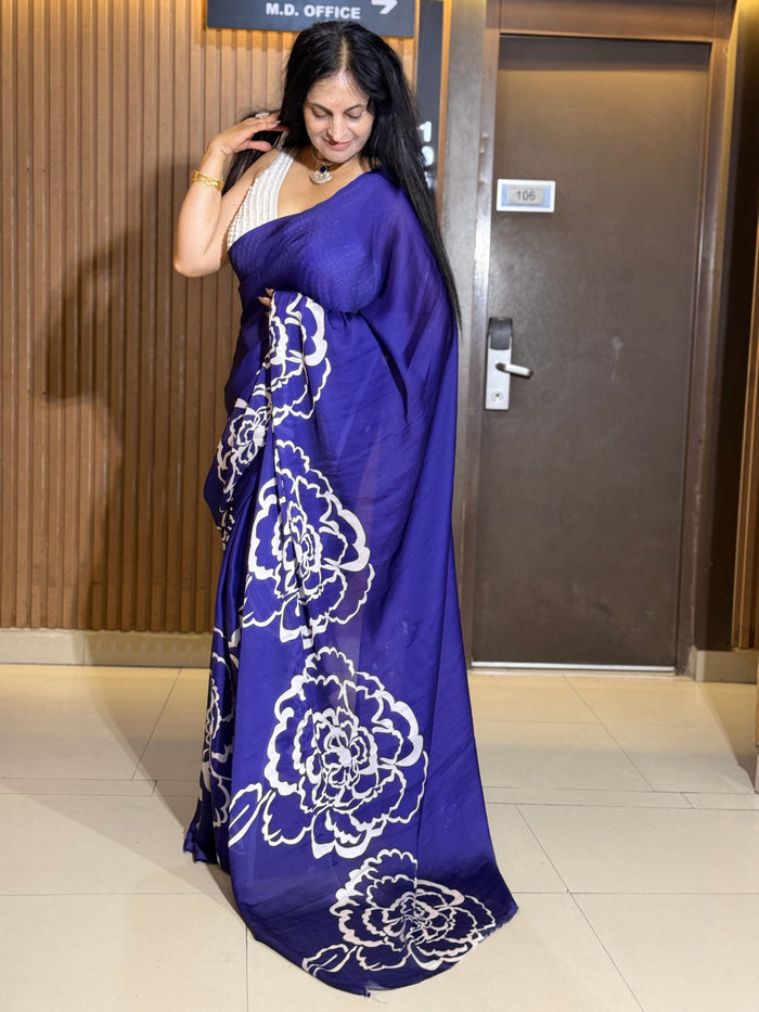 Purple Digital Silk Saree