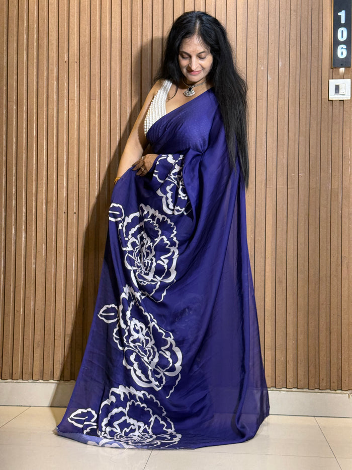 Purple Digital Silk Saree