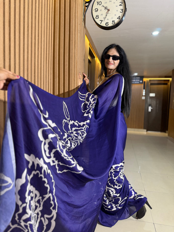 Purple Digital Silk Saree