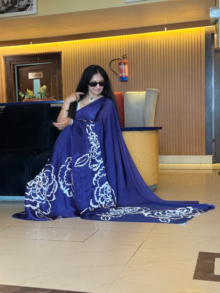 Purple Digital Silk Saree