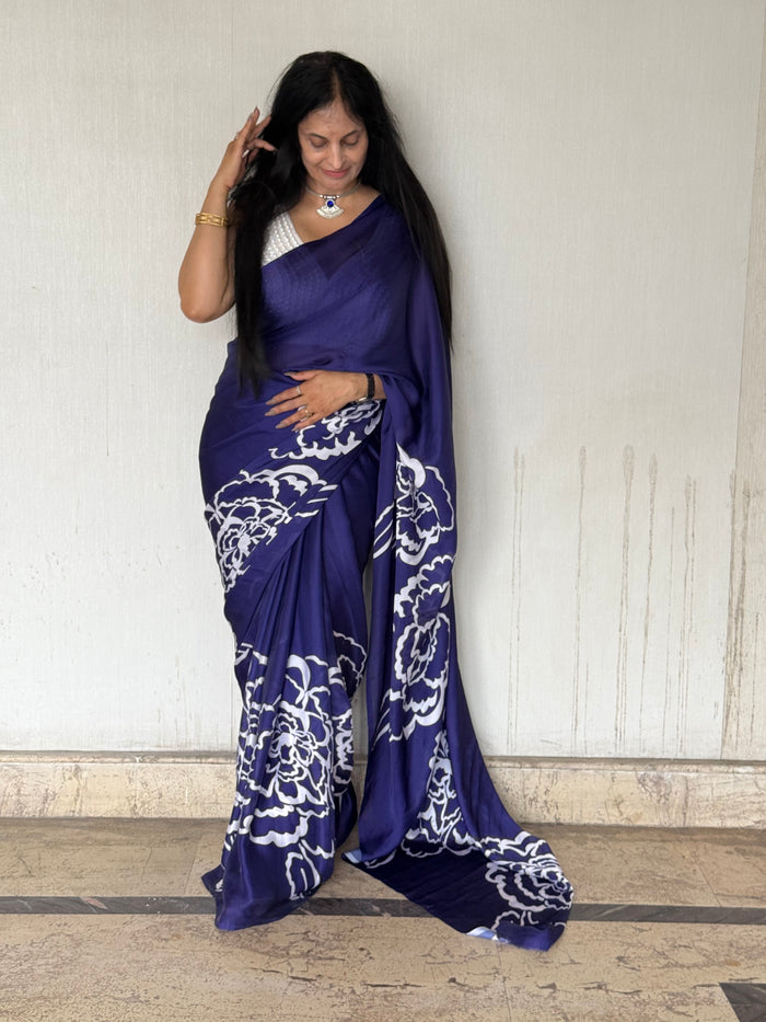 Purple Digital Silk Saree
