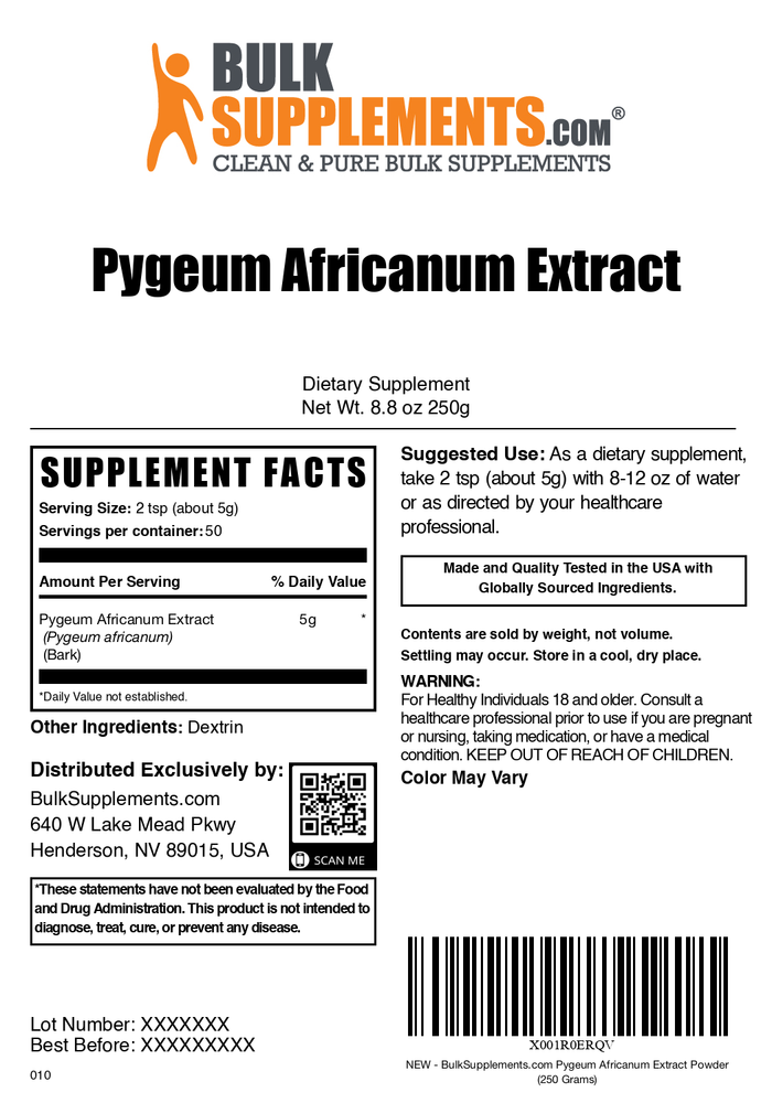 Pygeum Africanum extract powder label 250g