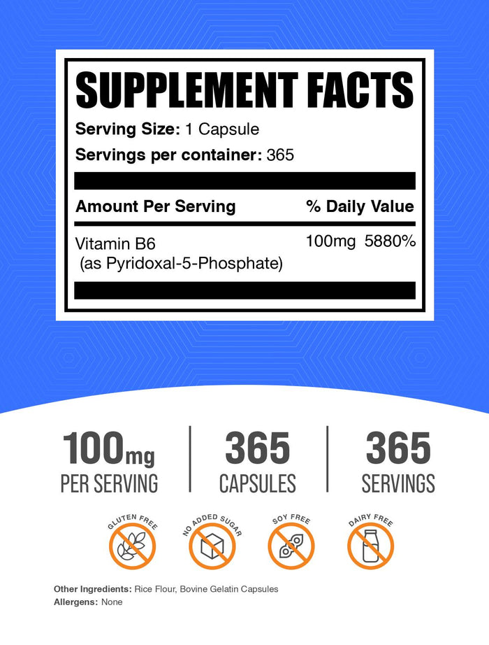 P5p 100mg 365 capsules label