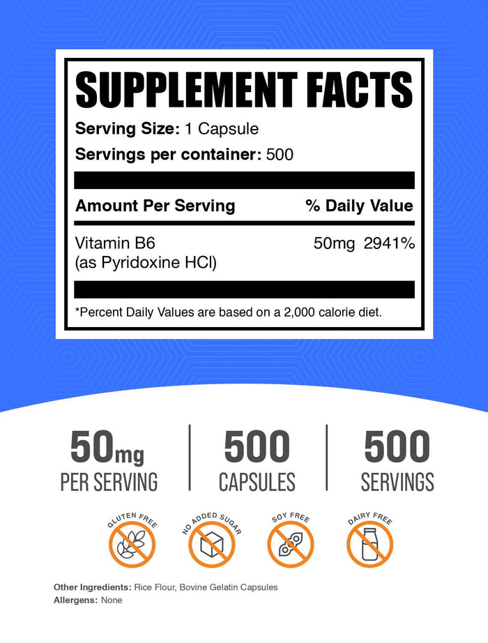 Pyridoxine HCl (Vitamin B6) Capsules