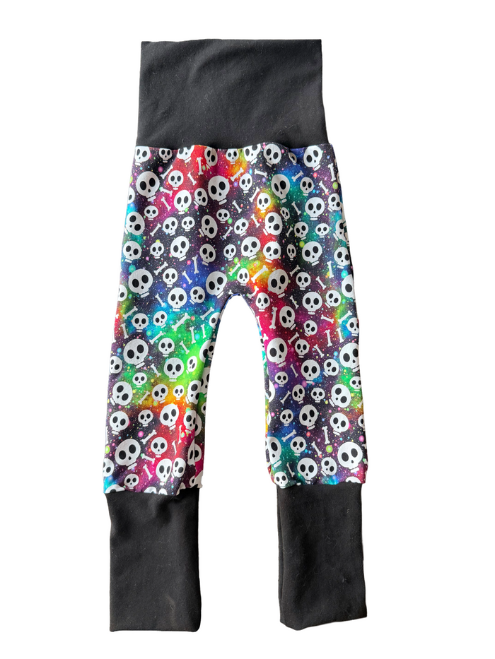 Rainbow Galaxy Skulls 12m-3t  Maxaloones grow with me pants