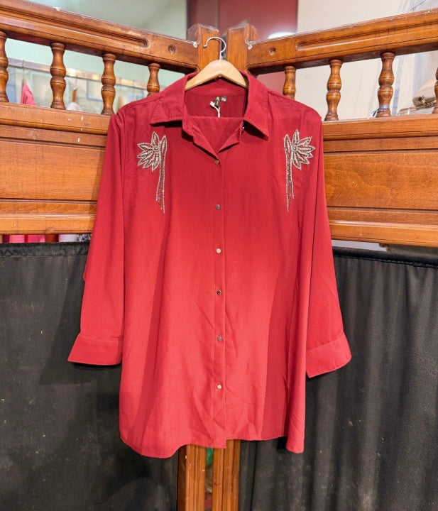 Red Handwork Co-ord Set